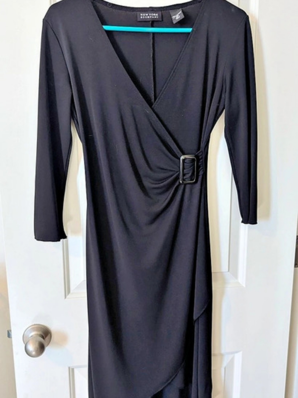 New York & Company Black Wrap Midi Dress Size XS Like New